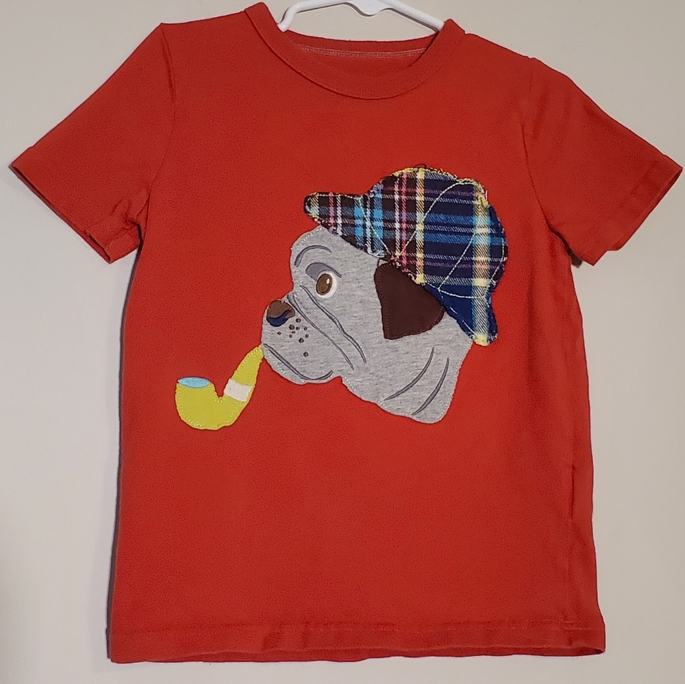 Mini Boden Dog with Hat Shirt Size 4-5Y